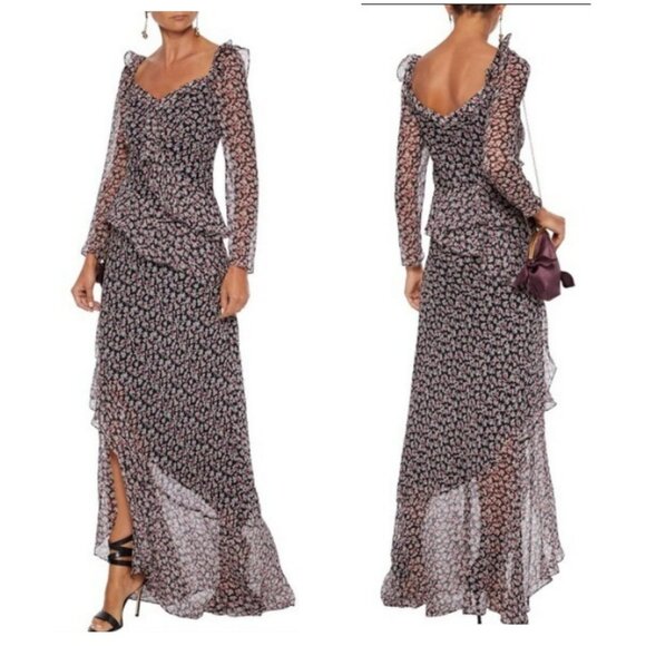 Diane Von Furstenberg Dresses & Skirts - Diane Von Furstenberg Silk Black Vines Jasmyne Maxi Dress With Tags Sz 10